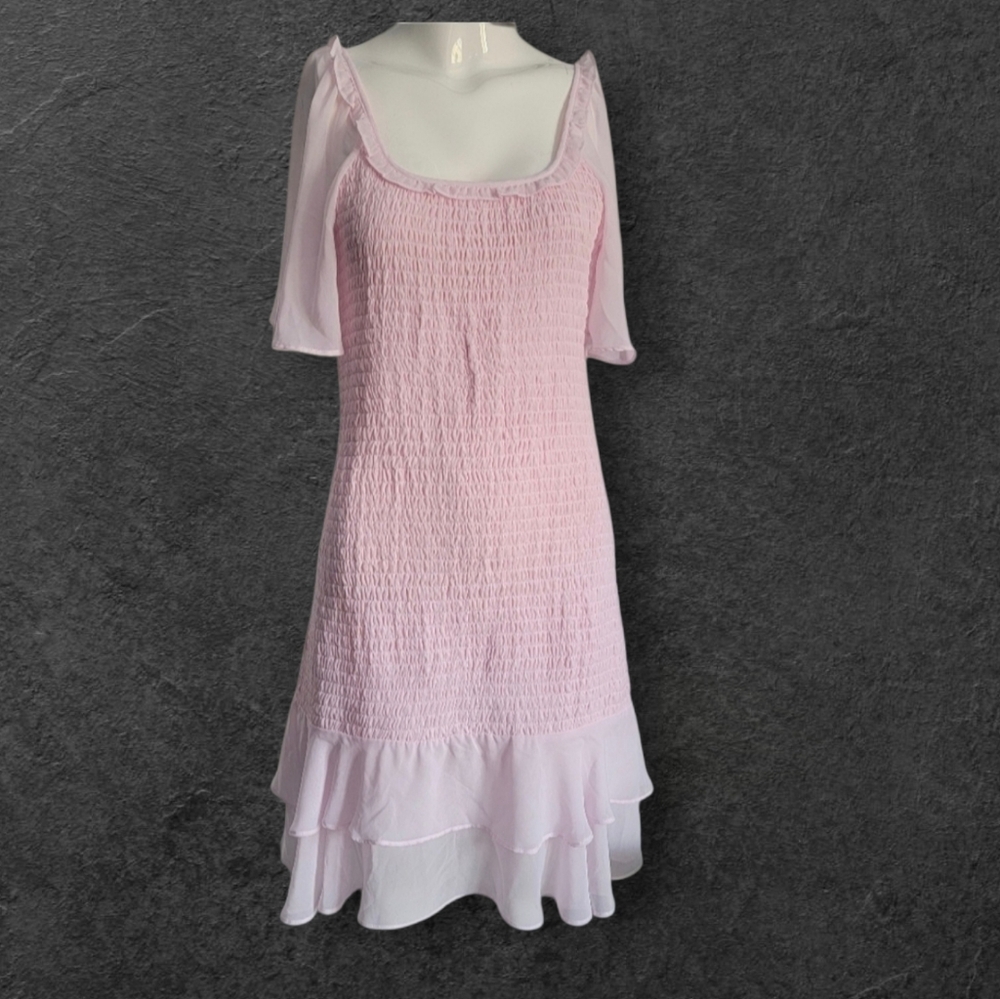 NEW BCBGeneration Pink Sheer Sleeve Dress